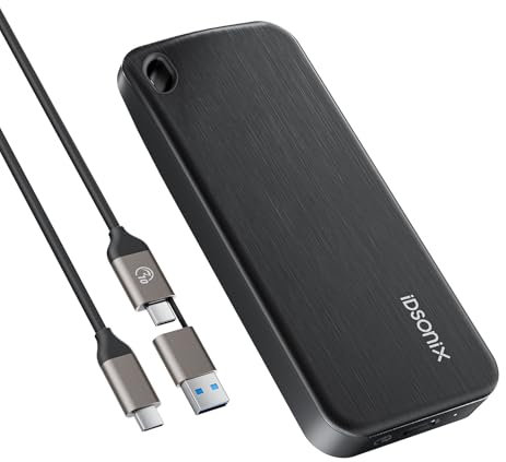 iDsonix Disco Duro Externo SSD portátil de 2 TB, USB 3.2 Gen 2, hasta 1000 MB/s, con Cable USB-C 2 en 1, Compatible con Xbox, PS5, Mac, PC, portátil y cámara (i10PRO)
