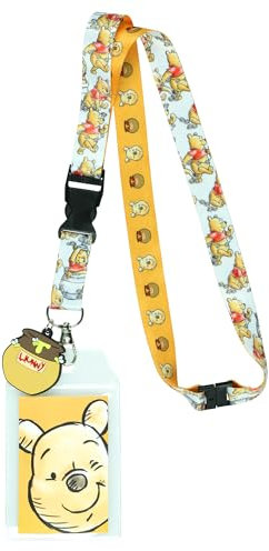 Disney Porte-badge Winnie l'ourson Hunny Pot avec breloque en caoutchouc de 5,1 cm
