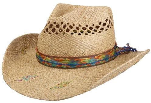 Stetson Chapeau de Raphia Western Festival Femme/Homme - D'Ete en Paille Soleil Printemps-ete Printemps Ete - XL (60-61 cm) Nature