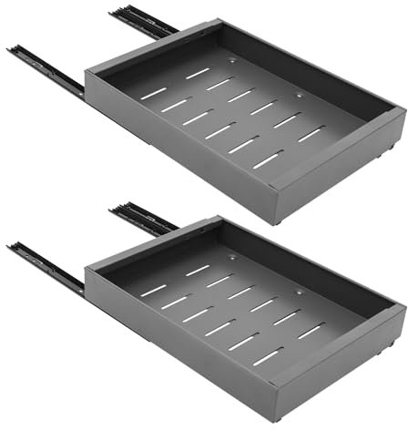 ZJHESXV 2er-Pack Teleskopschublade, Verstellbare Breite 32-52cm Ausziehbare Schrankschublade, Peel und Stick Slide Schubladen Out für Küchenschränke, Kein Bohren und Nageln Erforderlich (Grau)