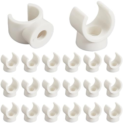 GORGECRAFT 20pcs 10mm PEX Clips Tuyaux Pinces Cintres PVC Tuyau Support Blanc en Plastique en Forme de U Crochet Tuyaux d'eau Support Fixation Tube Clip Douille Pinces pour Sécurisée Tuyaux Outils