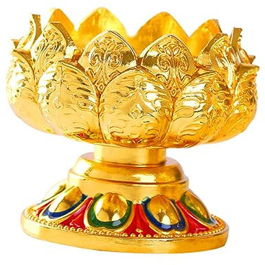 Alipis 2 STK Ghee-lampenfassung Aus Metall Teelicht Obst Halter Vasen Einzigartiges Lotuslicht Beleuchtet Schmücken Exquisites Lotuslicht Buddhismus Handwerk Golden