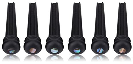 Hochwertige 6PCs Ebony Bridge Pins mit Abalone Shell für Akustische Folk -Gitarren -Performance -Upgrade für Gitarrenbegeisterte, Ebenholz/Kupfer