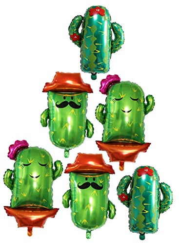 MUSISALY Globos de Cactus Fiestas de Cumpleaños Decoraciones de Verano Globos de Aluminio Fiesta de Cumpleaños de Mujeres Decoraciones de 6 Piezas