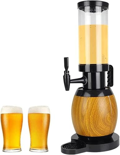 Distributeur de Bière, Girafe à Bière,Tireuse à Bière avec tube de glace et lumières LED, tour à bière de table en bois, for la fête KTV Restaurant Buffet Barbecue