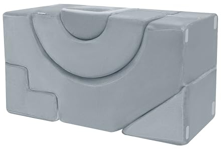 MeMoreCool Kindersofa aus Schaumstoff, Grauer Bezug mit Abnehmbarer Waschbarer Bezug, Sitzmöbel für Kinderzimmer