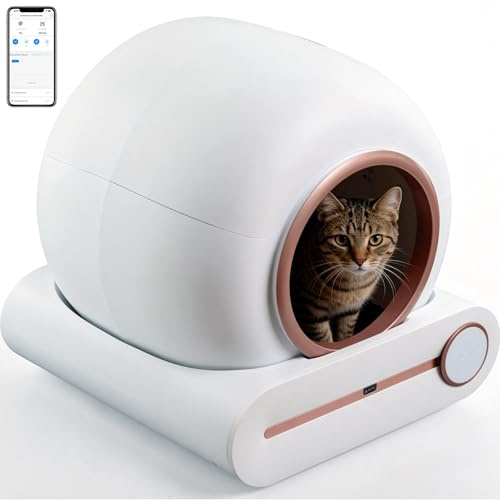 Venkillian Smart Cat Litter Box with App Control: 65L Large Automatic Litter Box 9L Waste Bin Safety Sensors for Multi-Cat Households and Small Cats