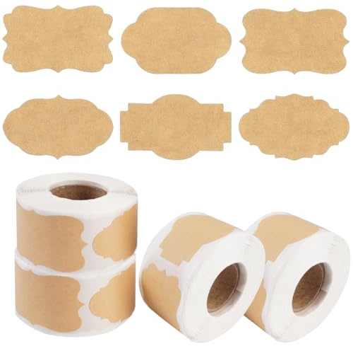 1200 Pièces Étiquettes Autocollantes en Papier Kraft pour Pots en Verre | Vintage Étiquettes Adhésives Kraft, Auto Adhésifs Etiquettes Congélateur Vierges