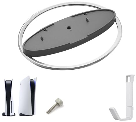 Vexnaro Soporte Vertical para PlayStation 5 Consolas Disco y Edición Digital, Compatible con PS5 / PS5 Pro / PS5 Slim, Base Antideslizante con Tornillo de Fijación, Diseño Estable Anti-Vuelco