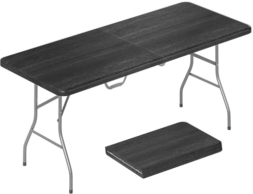 Outsunny Table Pliante en HDPE Table de Camping 180 x 74 x 74 cm Noir