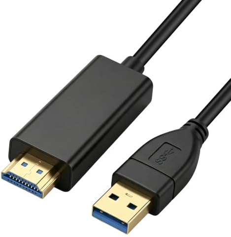 ViiRou Câble USB 2.0 vers HDMI 1.8m 1080P Compatible avec Windows 11/10/8/7 | L'installation du Pilote est Requise, Prend Charge Modes Etendu et Miroir, pour HDTV Projecteur Ordinateur Portable Moniteur