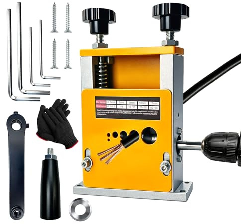 Máquina Peladora de Cables Manual Electricista de 3-17 mm, Pelacables Automático con 6 Canales y 5 Cuchillas Herramienta Pelador de Cables Electricos para Reciclaje Cables Cobre