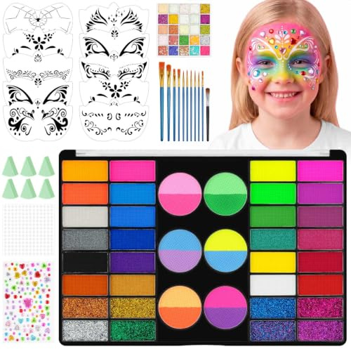 LOPHE Body Painting 44 färger giftfri allergivänlig kit, 30 st