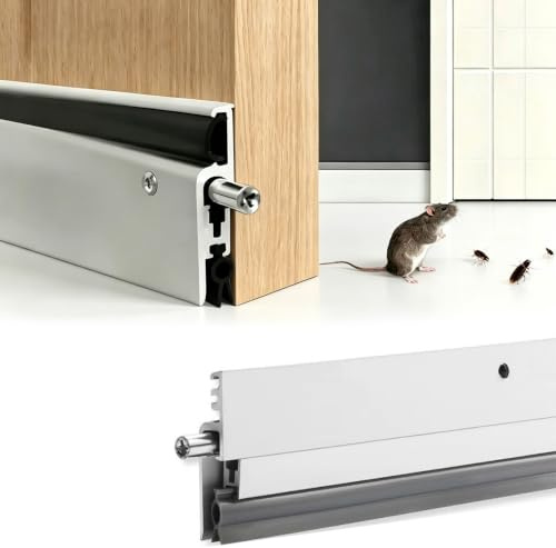 Bas de Porte Automatique Plinthes Automatiques pour Portes 76, 80, 100, 120 cm, Joint de Bas de Porte à Montage en Applique, Mécanisme Escamotable en Aluminium pour Portes Latérales(18in/46cm)