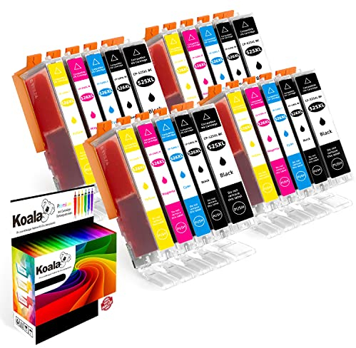 Koala 20 Druckerpatronen Kompatibel für Canon PGI-525 CLI-526 PGI525 CLI526 für Canon Pixma MX885 MX895 IP4850 IP4950 IX6550 MG5150 MG5250 MG5340 MG5350 MG6150, 4BK/4PBK/4C/4M/4Y