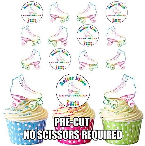 AK Giftshop PRE-CUT Roller Skates/Skating Party - Edible Cupcake Toppers/Cake Decorations (Pack of 24)