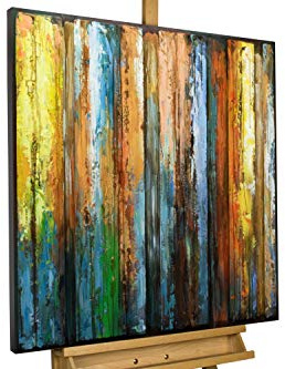 KunstLoft Metallbild 3D | 100% HANDGEFERTIGT | 80x80x4cm | Wandbild Metall Deko 'Flickering Candles' | Abstrakt | Bunt | Metall Wanddeko Wohnzimmer