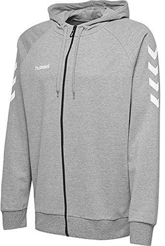 hummel Unisex Kinder Hmlgo børn bomuld hættetrøje med lynlås Kapuzenjacke, Grey Melange, 116 EU