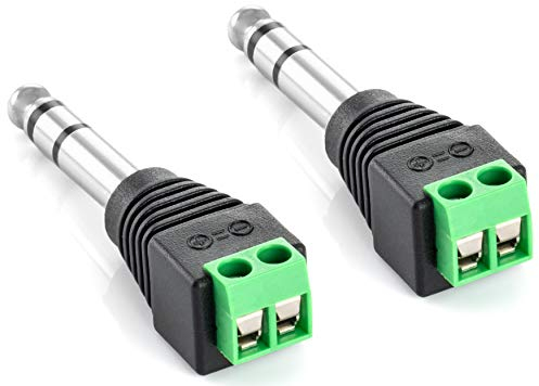 POPPSTAR Audio Klinkenstecker (Adapter 6,35mm Klinke Stereo männlich auf 2-pin Terminal Block), 2 Stück