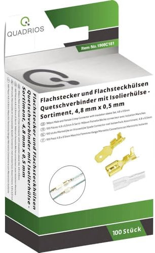 Quadrios 1908C181 Crimpkabelschuh-Sortiment, 1,50 mm², 0,50 mm², Messing, transparent, 100 Stück
