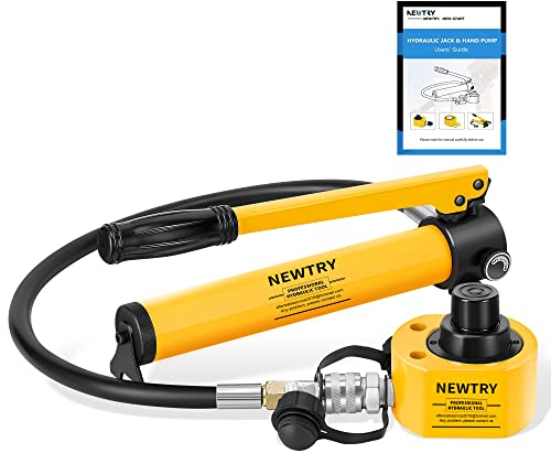 NEWTRY 20T Low Profile Hydraulic Jack Porta Power Kit + CP-180 Manual Hydraulic Hand Pump Multi Section Jack, 1.18” Stroke Industrial Mini Hydraulic Cylinder