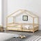 [en.casa] Kinderbett Knätten Hausbett Bodenbett 90 x 200 cm Holzbett für Kinder mit Rausfallschutz Kiefernholz Bettgestell mit Lattenrost Holzfarben