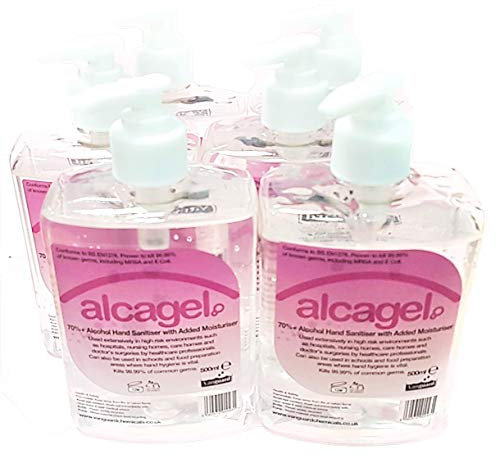 Alcagel 6 x 500ml Hand Sanitiser pump with trigger, Kills 99.9% of germs, 70% Alcohol content