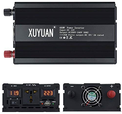 600W Transformador Onda Sinusoidal 24V A 220V Inversor De Corriente Convertidor con Universal Oulet, Puertos USB, Pantalla De Voltaje para Tableta Portátil-24V