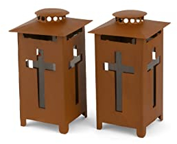 Novaliv 2 linternas de tumba, 25 cm, alto, óxido, decoración de cruz, para cementerio, para tumbas, tumbas