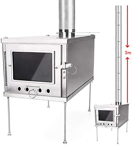 Réchaud de camping portable, pliable, coupe-vent, réchaud à bois, réchaud de randonnée, réchaud d'extérieur avec tuyaux de chauffage efficace (3 m)