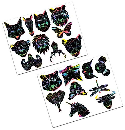 Finest Folia 19 Polygon Tier Sticker Hologramm Aufkleber Tiere Origami Design Geometrisch Selbstklebend Kunst für Auto Motorrad Laptop Kühlschrank Wand Dekor R117 (Komplett Set)