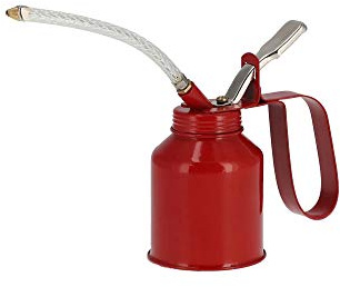 Retro-Ölkanne Rot, aus Blech, mit Pumpfunktion - 200ml