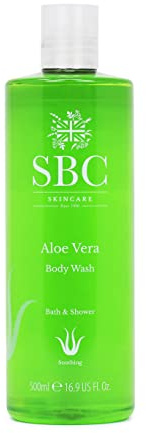 SBC Skincare Aloe Vera Body Wash 500ml, Soothing, Cooling After Sun Shower Gel, Family Friendly Hydrating Aloe Vera Shower Gel