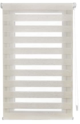 Blindecor - Indus doppelrollo klemmfix ohne bohren - duo rollo klemmfix Leinfarben - 140 x 130 cm(Breite x Länge) Stoffgröße 137 x 125 cm