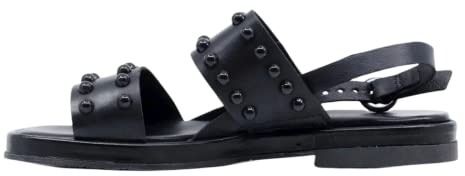 Mjus Damen-Sandale P48005 aus schwarzem Leder und Nieten, Schwarz , 41 EU