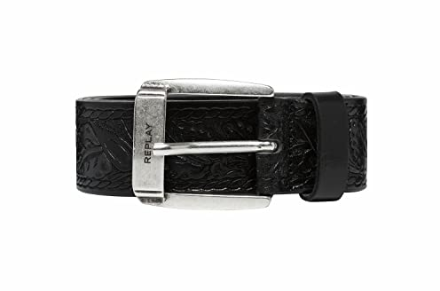 Replay Herren Gürtel aus Leder, Black 098 (Schwarz), 110