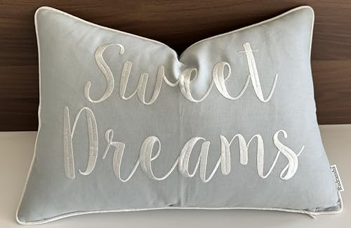 Rudransha Sweet Dreams bestickter Lendenwirbel-Akzent-Kissenbezug – Schlafzimmerdekoration – 30,5 x 45,7 cm, Rotkehlchen Ei