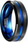 Vakki 8mm Wolfram Ring Herren Schwarz Blau Ringe Wolframcarbid Schwarz Matt Größe 69(22.0)