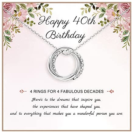 925 Sterling Silver Birthday Necklace With Interlocking Circles for Women - 20th 30th 40th 50th 60th 70th Gift for Daughter Mom