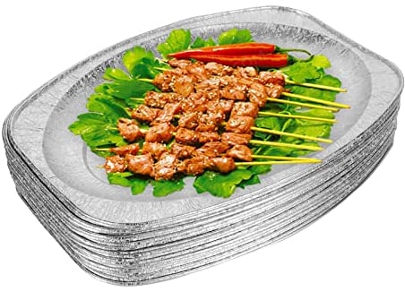 YAYODS Paquete de 40 bandejas de papel de aluminio, grandes platos desechables para servir comida de fiesta, catering, bandeja de aluminio desechable