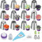 Lot de 27 Douilles à Pâtisserie Russes, Kit Décoration de Gâteaux Sacs de Tuyauterie Buses, Compris 12 Embouts de Glaçage à Fleur 2 Embouts Feuilles 2 Convertisseur 11 Poches à Douille pour Pâtisserie