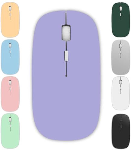aichiw Ratón Inalámbrico Recargable,Ratón Gaming, 3 Niveles dpi, Seguimiento Óptico, Ratón Bluetooth para Portátil,PC,Mac,Tablet,Android,iOS,Windows(Morado)