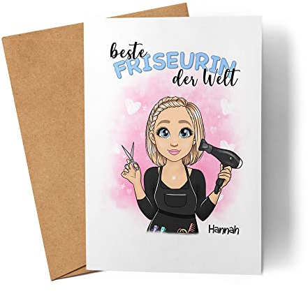 Kiddle-Design Friseurin Karte Personalisiert Frisörin Hair Stylistin Frisör Geschenk Geburtstag Geschäftseröffnung Kollegin Freundin Grußkarte