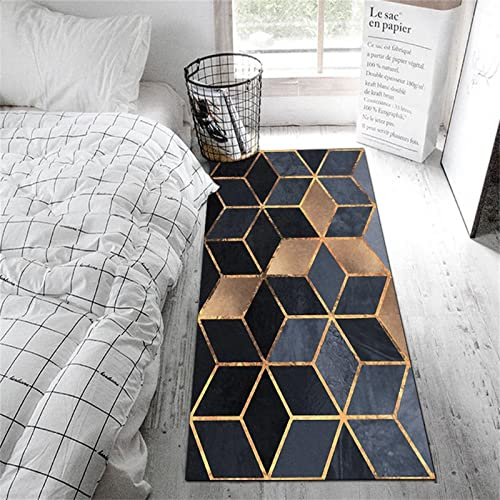 AD6H-CZ Blauer Teppich, Würfel Muster, Anti-Milben, leicht zu pflegen, Nicht verblassen, weicher Teppich, blau, 80x120cm