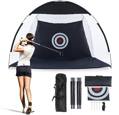 LEMROE Golf Practice Net 10x7ft Golf Hitting Net Chipping net with Swing Training Targets and Carry Bag for Kids Adult Indoor Outdoor Garden Home Backyard Sports