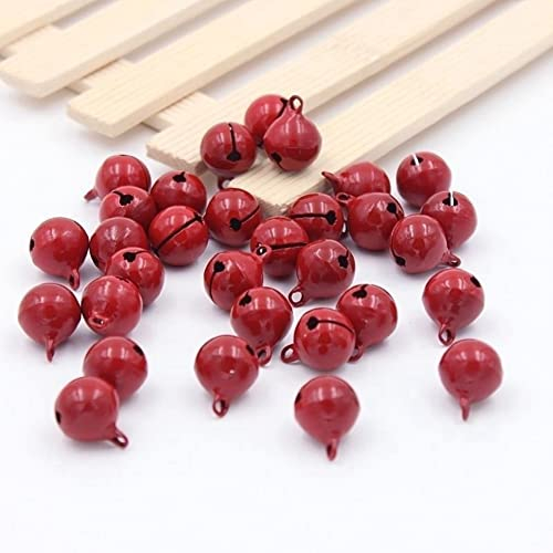 SHTGOI 50 Stücke Glöckchen Schellen Glocke 14mm Kleine Glocken Metallglöckchen Schlittenglocken Bastelglocken für Weihnachtsdekoration Schmuckherstellung Haustierhalsbänder Schlüsselbund Rot