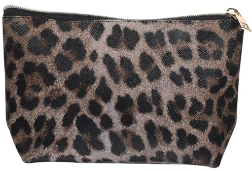 Beavorty Trousse De Maquillage Léopard Petite Pochette Zippée Organisateur De Voyage pour Femmes Sac Cosmétique Pratique Et Élégant