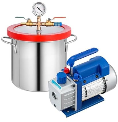 KOZWAY Bombas de vacío Cámara de vacío de 2 galones controlada por Bomba de vacío 1.8CFM 9L 220ml rotativa