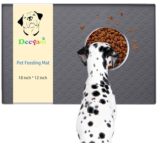 Decyam Dog Food Mat, Cat Food Mat, Dog Mat for Bowls with Non-Slip Design, Cat Mat with Extra Height to Prevent Spills, Easy to Clean (M: 18 inch*12 inch)