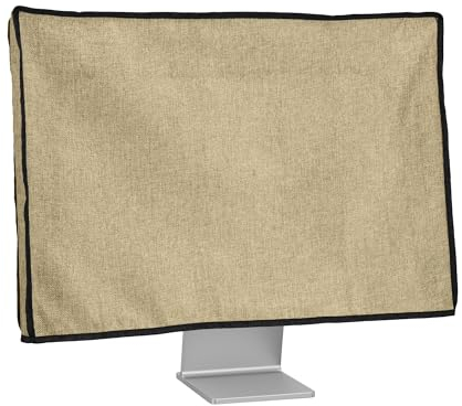 kwmobile Leinen Hülle kompatibel mit 24-26 Monitor - Schutzhülle Staubschutz Abdeckhaube für PC Bildschirm - Computer Screen Cover Staubhaube Haube in Beige